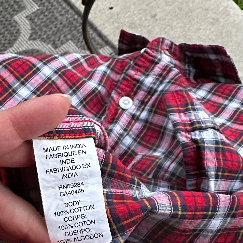 Place Plaid Red and White Button-Down Shirt - Picture 6 of 6